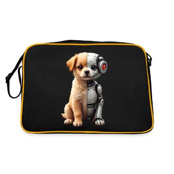 Lustiger Roboter Hund Cyborg Tier AI Dog Robot - Retro Tasche - Schwarz/Gold - Hinten