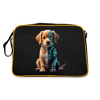 Lustiger Roboter Hund Cyborg Tier AI Dog Robot - Retro Tasche - Schwarz/Gold - Hinten