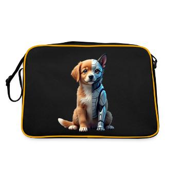 Lustiger Roboter Hund Cyborg Tier AI Dog Robot - Retro Tasche - Schwarz/Gold - Hinten