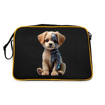Lustiger Roboter Hund Cyborg Tier AI Dog Robot - Retro Tasche - Schwarz/Gold - Hinten