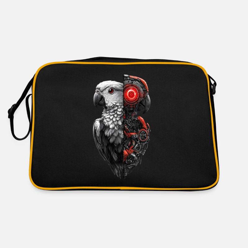 Funny Robot Art Parrot Cyborg Bird Parrot Retro Bag