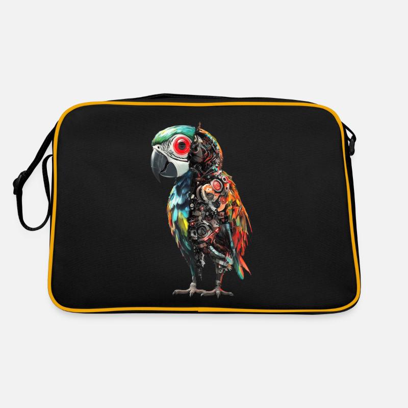 Funny Robot Art Parrot Cyborg Bird Parrot Retro Bag
