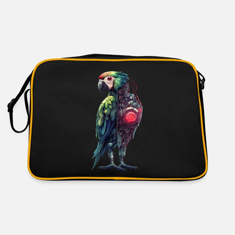 Funny Robot Art Parrot Cyborg Bird Parrot Retro Bag