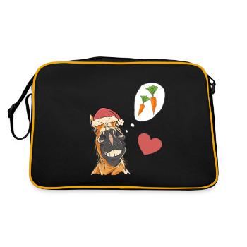 Santa Claus Horse Horses Santa Turnips - Retro Bag - black/gold - Back