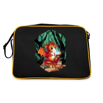 Dragon Dragon Child Kids Mythical Creature Fairy Tale - Retro Bag - black/gold - Back