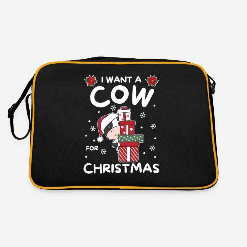 Ich will ein Kuh zu Weihnachten süße Kühe Retro Tasche