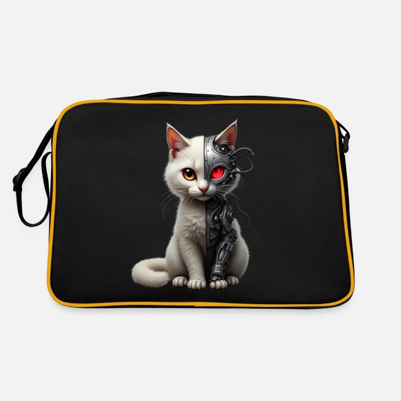 Drôle Robot Chat Tech Chats Cyborg Animal Chat Sac Retro