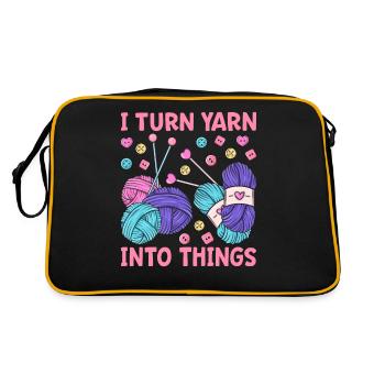 Crochet Knitting Yarn Lover I Transform Yarn I - Retro Bag - black/gold - Back