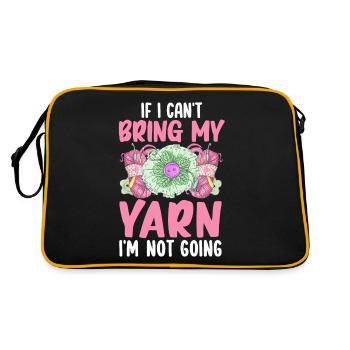 Crochet Knitting Yarn Lover Can't Bring Yarn Not Go - Retro Bag - black/gold - Back