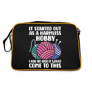 Crochet Knitting Yarn Lover Harmless Hobby Come - Retro Bag - black/gold - Back
