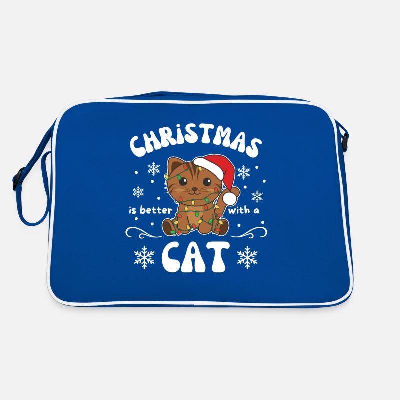 Weihnachten ist besser mit einer Katze Retro Tasche