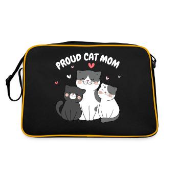 Proud Cat Mom Kitten Hearty Funny - Retro Bag - black/gold - Back