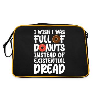 Ich wünschte, ich wäre voller Donuts statt existenzieller - Retro Tasche - Schwarz/Gold - Hinten