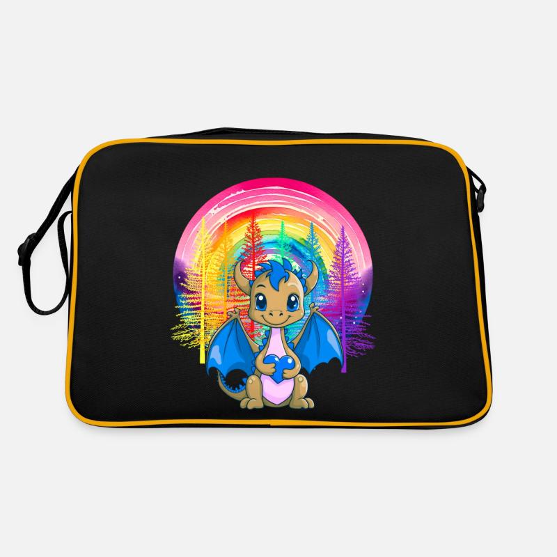Regenbogen Drache Drachen Kinder Kind Retro Tasche