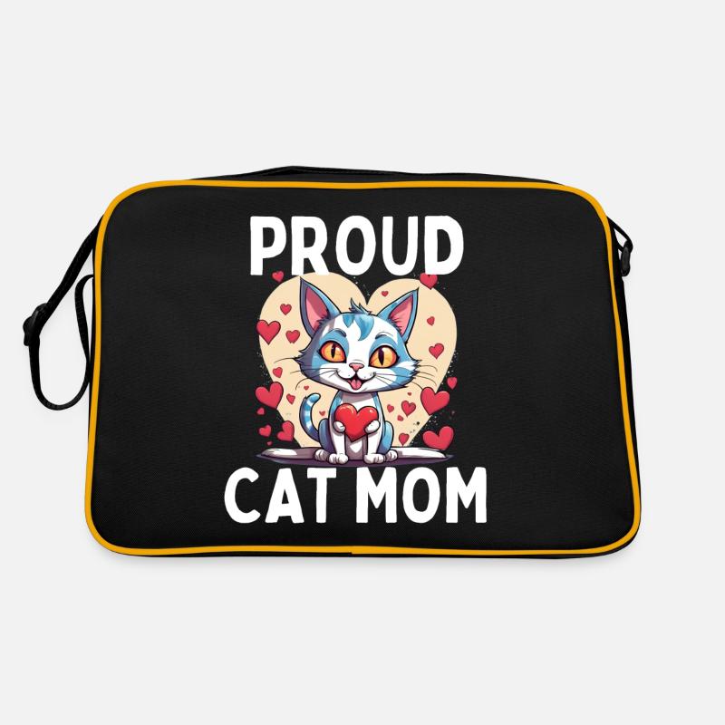 Fière Chat Maman - Drôle De Chat Avec Du Coeur Et Sac Retro