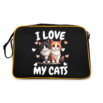 J’aime mes chats - Design amusant de chaton - Sac Retro - noir/or - Dos