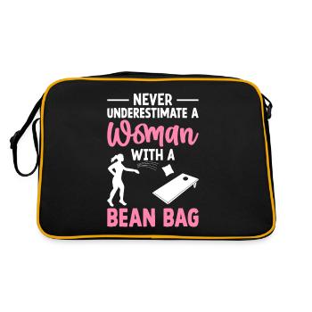 Funny Cornhole Girl Player Corn Hole A Fr - Retro Bag - black/gold - Back