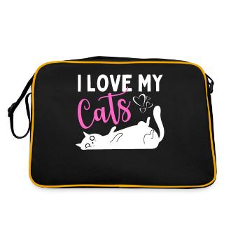 J’aime mes chats - Drôle de chat pour les amoureux des chats - Sac Retro - noir/or - Dos