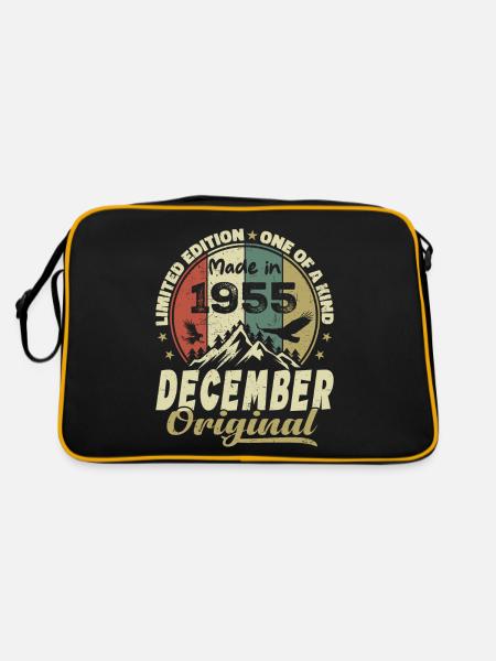 Vintage Retro Birthday Gift - December 1955 - Retro Bag - black/gold - Back