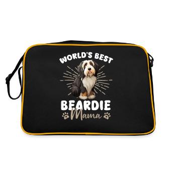 Bearded Collie Dog Beardie Mom - Retro Bag - black/gold - Back