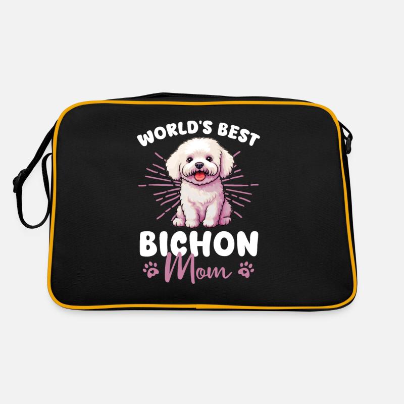 Bichon frisé Groovy Bichon Maman - Sac Retro - noir/or
