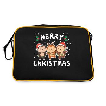 Merry Christmas Cute Monkey Christmas Monkey - Retro Bag - black/gold - Back