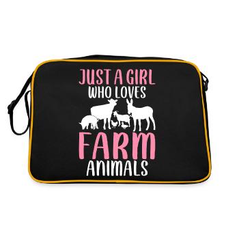 vache bovins génisse juste une fille prenant des animaux de la ferme li - Sac Retro - noir/or - Dos