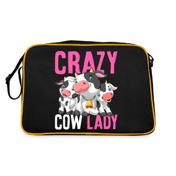 Crazy Cow Lady Drôle Bovin Génisse Fille Bäue - Sac Retro - noir/or - Dos
