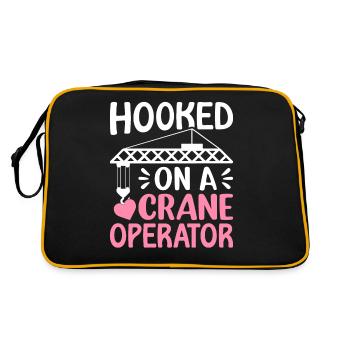 Hooked On A Crane Operator Funny Heavy Equipment H - Retro Tasche - Schwarz/Gold - Hinten