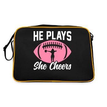 Soccer Player He Plays She Cheers - Retro Bag - black/gold - Back