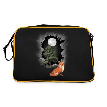 Fuchs Füchse Füchsin mystisch Natur Kind - Retro Tasche - Schwarz/Gold - Hinten
