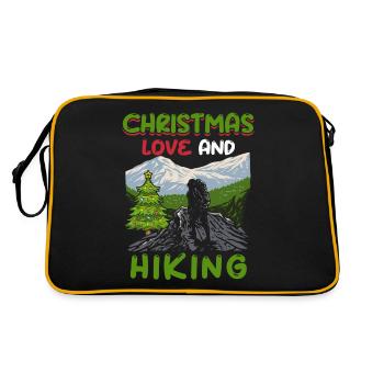 Frohes Fest Weihnachten, Liebe & Wandern - Retro Tasche - Schwarz/Gold - Hinten