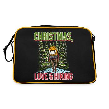 Frohes Fest Weihnachten, Liebe & Wandern - Retro Tasche - Schwarz/Gold - Hinten