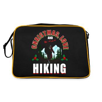 Frohes Fest Weihnachten, Liebe & Wandern - Retro Tasche - Schwarz/Gold - Hinten