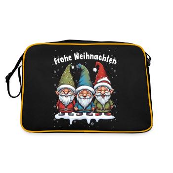 Merry Christmas Three Elves Fröhlich - Retro Bag - black/gold - Back