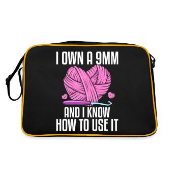 Crochet Knitting Yarn Lover 9mm I Know How To Make E - Retro Bag - black/gold - Back