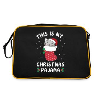 Das Ist Mein Weihnachtspyjama, Süßes Katze - Retro Tasche - Schwarz/Gold - Hinten