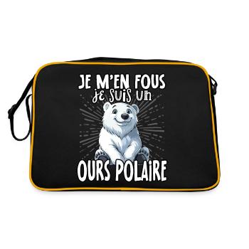 Je m'en fous je suis un ours polaire - süßer - Retro Tasche - Schwarz/Gold - Hinten