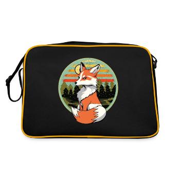 Retro Fuchs Füchse Vintage 80er 90er Füchsin - Retro Tasche - Schwarz/Gold - Hinten