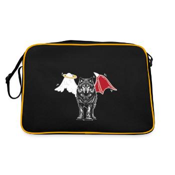 Wolf Wolves Angel Devil Halloween Werewolf Occult - Retro Bag - black/gold - Back