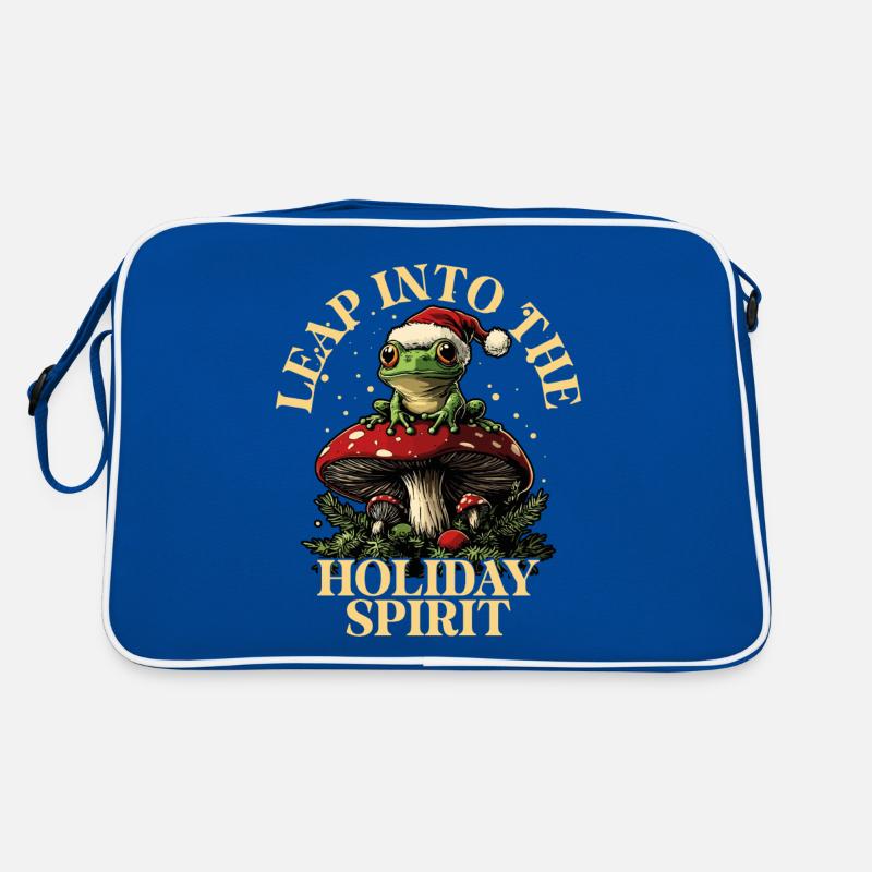 Joyeux Noël, grenouille sur champignon cottagecore Sac Retro