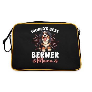 Berner Sennenhund Dog Berner Mama - Retro Tasche - Schwarz/Gold - Hinten