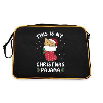Das Ist Mein Weihnachtspyjama, Süßes Katze - Retro Tasche - Schwarz/Gold - Hinten