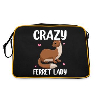 Crazy Ferret Lady Pet Owner - Retro Bag - black/gold - Back