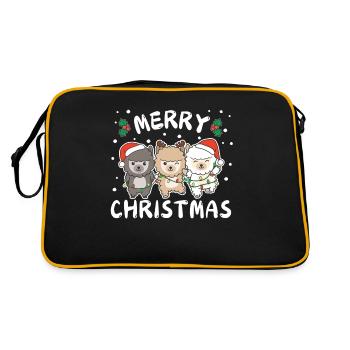 Merry Christmas Cute Llama With Festive - Retro Bag - black/gold - Back