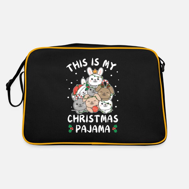 Pyjama de Noël lapin de Noël - Sac Retro - noir/or