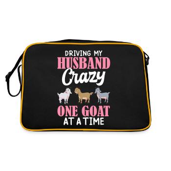 Driving Husband One Goat At Time Crazy Goat Mom Go - Retro Bag - black/gold - Back