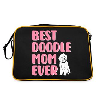 Beste Doodle-Mama aller Zeiten Golden Doodle Hunde - Retro Tasche - Schwarz/Gold - Hinten