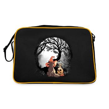Katze Katzen mystisch Zauberer Halloween Kinder - Retro Tasche - Schwarz/Gold - Hinten
