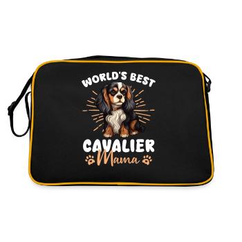 Cavalier King Charles Spaniel Dog Cavalier Mama - Retro Tasche - Schwarz/Gold - Hinten